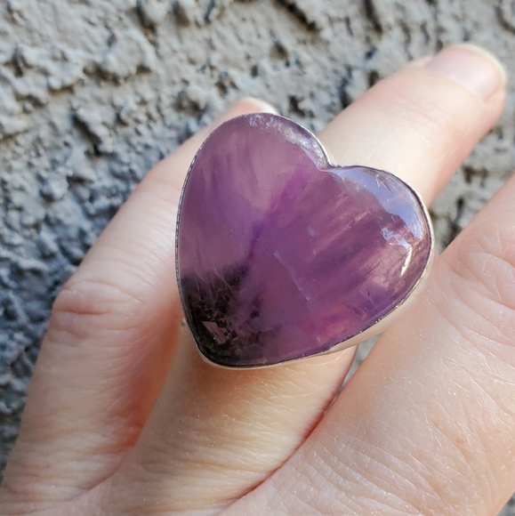 New Heart Shaped Amethyst 925 Silver Ring. - Picture 11 of 15